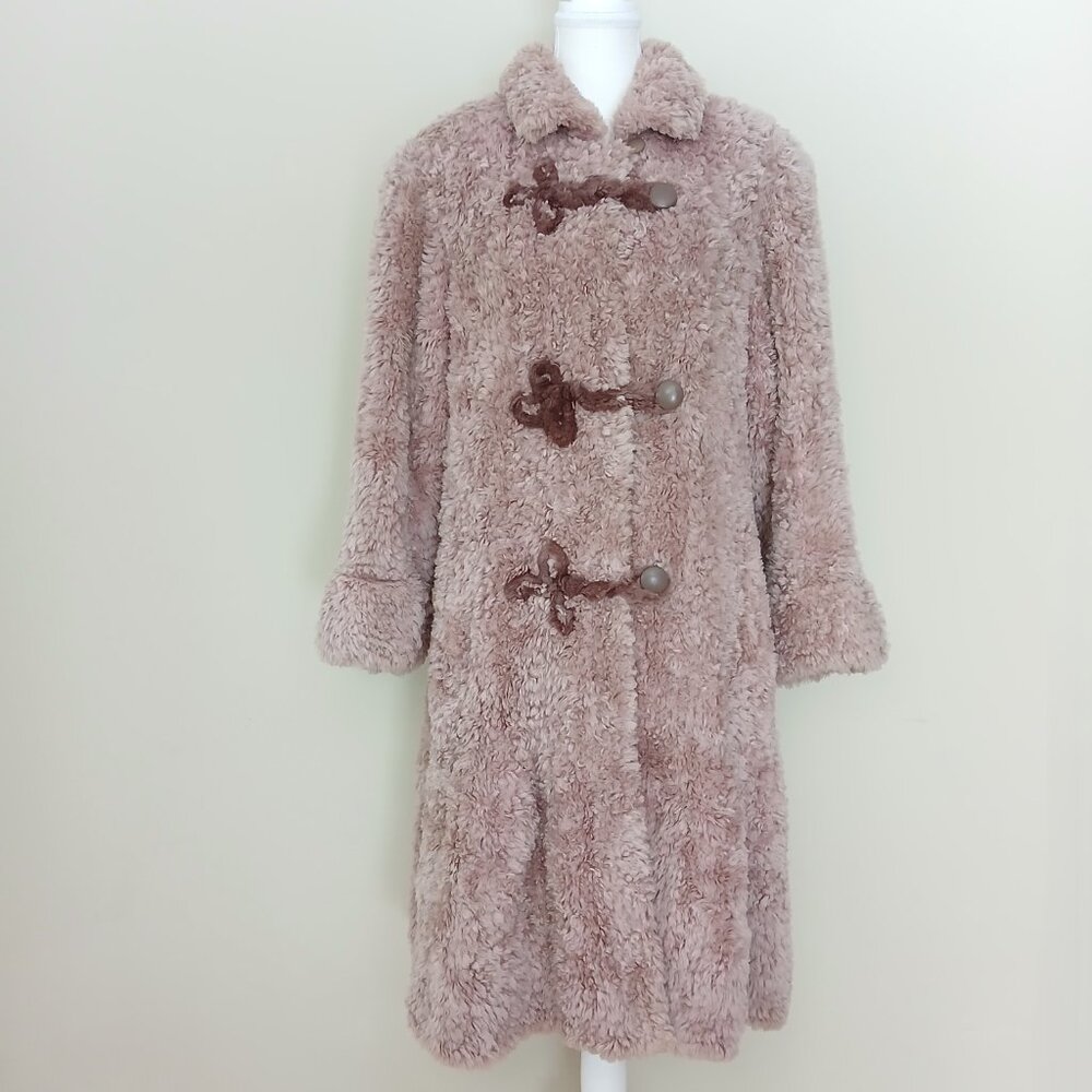 Vintage Paula Lishman Handmade Beaver Fur Coat Dusty Rose Size Large - Picture 2 of 10